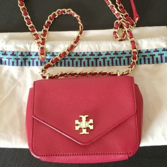 Tory Burch Kira Leather Mini Chain Clutch & Convertible Crossbody, Carnation Red - Picture 6 of 14